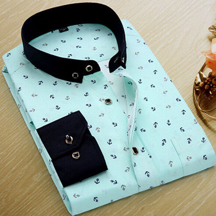 Mens Casual Shirts Fashion Long Sleeve Brand Printed Male Plus Size Formal Business Polka Dot Floral Men Dress Shirt New - CelebritystyleFashion.com.au online clothing shop australia