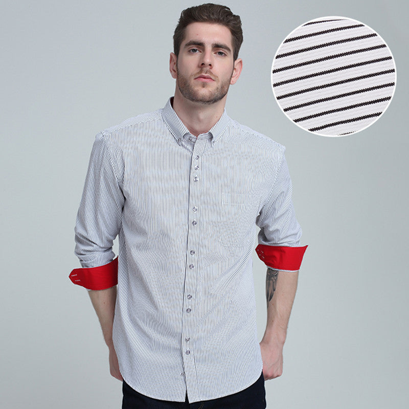 Men's Striped Long-sleeved Shirt Large Size High-end Business Casual Shirt Clothing Brand Dress Male - CelebritystyleFashion.com.au online clothing shop australia