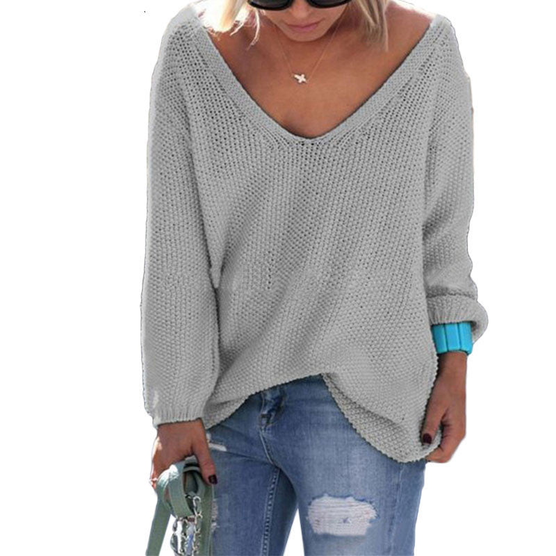 Casual slim autumn sweater V neck loose solid 6 colors women's sweaters and pullovers knitwear jumper ladies pullover-Dollar Bargains Online Shopping Australia