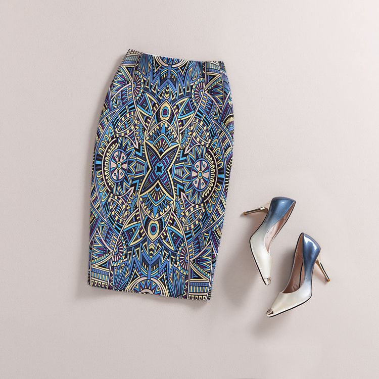 Fashion Women Print Office Skirt Spring Summer Knee-Length Pencil Back Split Skirts High Quality Faldas Saia Midi Femme-Dollar Bargains Online Shopping Australia