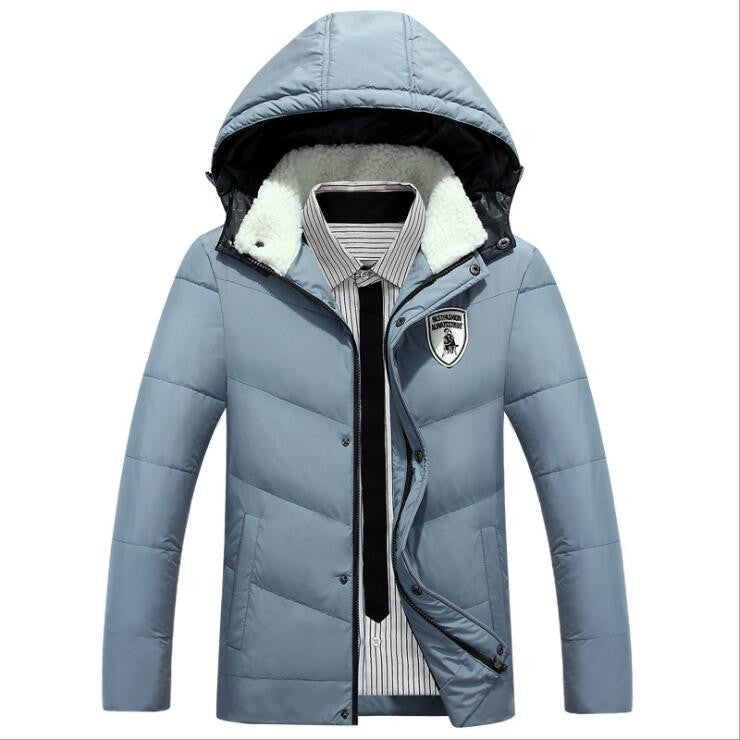 New Brand Men's White Duck Down Jacket Casual Solid Turn-dwon Collar Parka Winter Jacket Men Fashion Overcoat Outerwear - CelebritystyleFashion.com.au online clothing shop australia