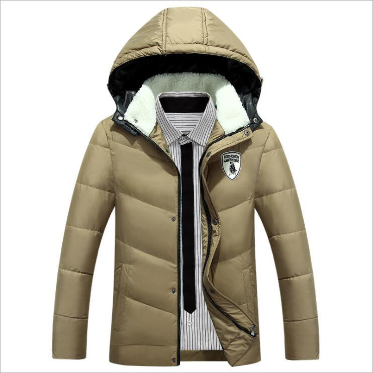 New Brand Men's White Duck Down Jacket Casual Solid Turn-dwon Collar Parka Winter Jacket Men Fashion Overcoat Outerwear - CelebritystyleFashion.com.au online clothing shop australia