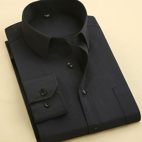 Long Sleeve Slim Men Dress Shirt Brand New Fashion Designer High Quality Solid Male Clothing Fit Business Shirts 4XL YN045 - CelebritystyleFashion.com.au online clothing shop australia