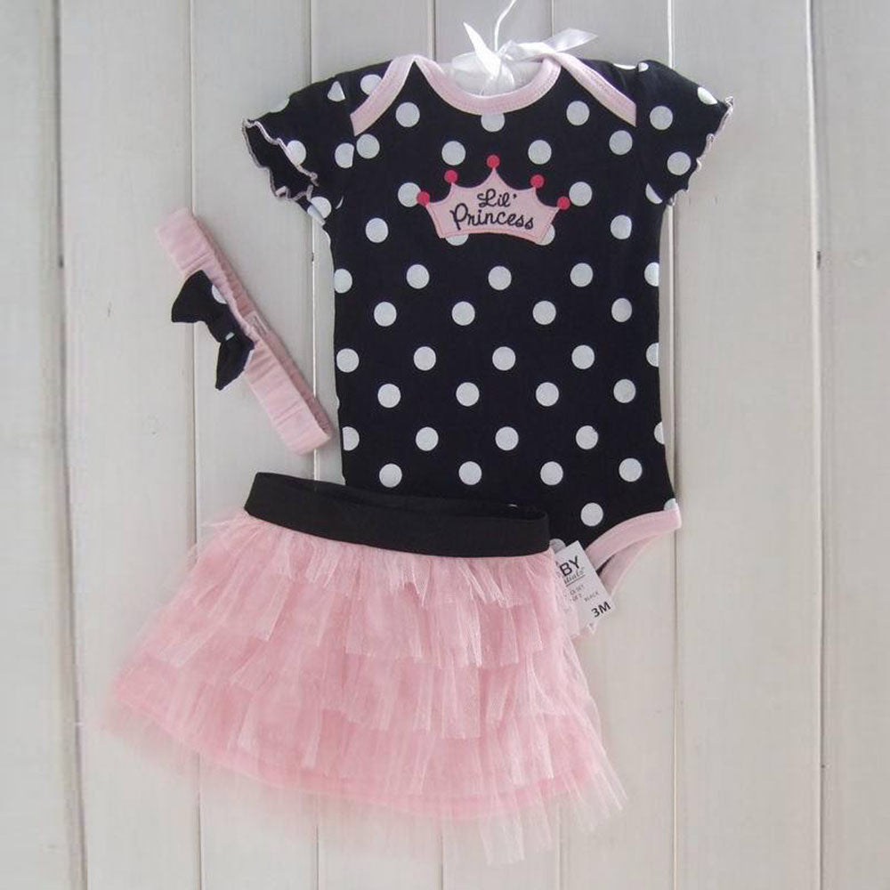 Baby Clothing Set Baby Girl Clothes 3 pcs Sets Romper +Tutu Skirt + Headband 3pcs Sets Polka-dot Princess Tutu Dress - CelebritystyleFashion.com.au online clothing shop australia