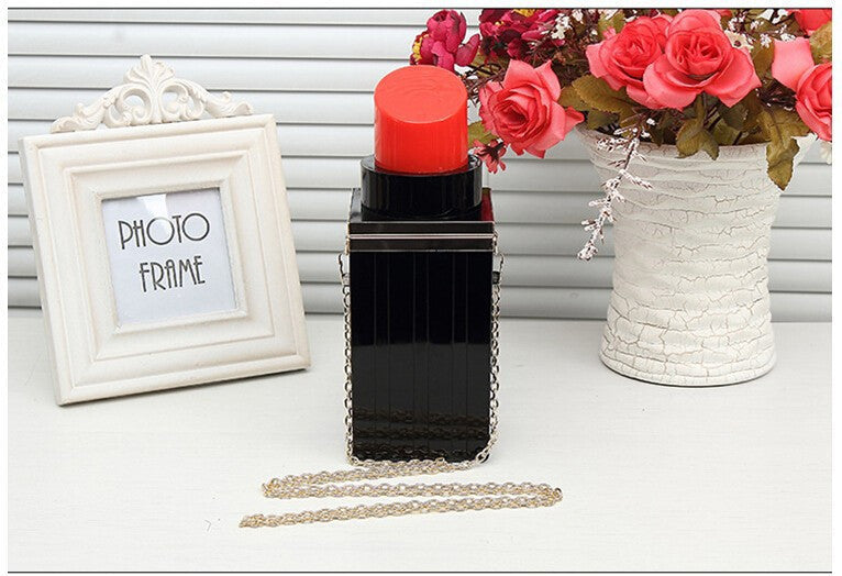 Fashion Lipstick Shape Lip Gloss Luxury Shoulder Bags Evening Bags Purses Women Clutch Vintage Chain Messenger Bags Handbag-Dollar Bargains Online Shopping Australia