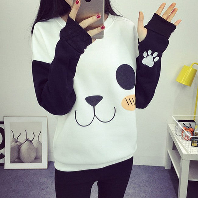 New College Wind Women Hoodies Fashion Cartoon Panda Sweatshirts Casual Printed Mixed Color Harajuku Tracksuits Female - CelebritystyleFashion.com.au online clothing shop australia