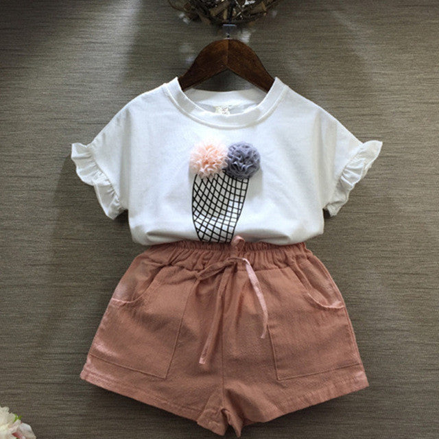 Fashion Cartoon Girls cartoon Summer Clothes Baby Suits Kids T Shirt +pants Children Clothing Set - CelebritystyleFashion.com.au online clothing shop australia