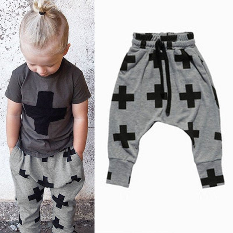 Baby Boy Girls Cotton Cross Pattern Bottoms Harem Pants Hip-Pop Trousers For 2-6Y - CelebritystyleFashion.com.au online clothing shop australia