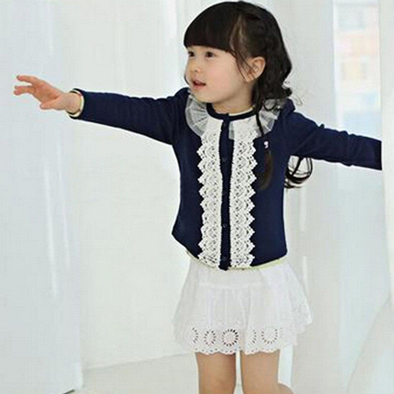 fashion girls spring clothing outerwear lace gentlewomen all-match cardigan knitted sweater knitwear-Dollar Bargains Online Shopping Australia