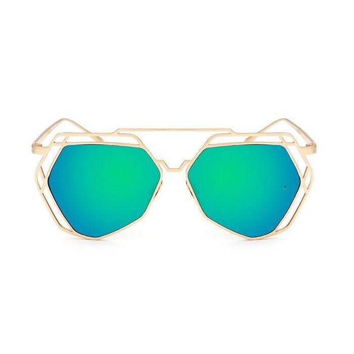 Brand Designer New Big Mirror Sunglasses Women Hexagon Lovers Hippie Ladies Sunglasses UV400 Pilot Rose Gold Sun Glasses - CelebritystyleFashion.com.au online clothing shop australia