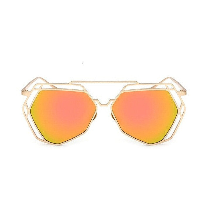 Brand Designer New Big Mirror Sunglasses Women Hexagon Lovers Hippie Ladies Sunglasses UV400 Pilot Rose Gold Sun Glasses - CelebritystyleFashion.com.au online clothing shop australia