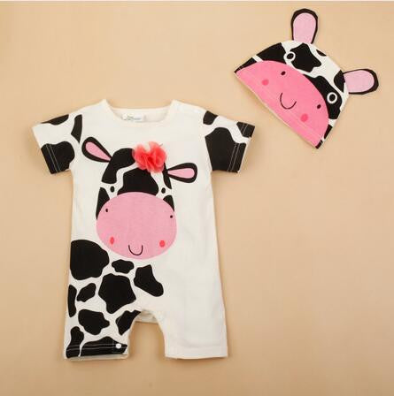 Newborn Baby Rompers Summer Baby Girls Clothes Cute Cartoon Animal Newborn Jumpsuits Ropa Bebes Baby Boy Clothing Set Romper+Hat - CelebritystyleFashion.com.au online clothing shop australia