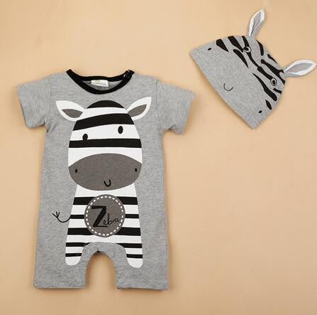 Newborn Baby Rompers Summer Baby Girls Clothes Cute Cartoon Animal Newborn Jumpsuits Ropa Bebes Baby Boy Clothing Set Romper+Hat - CelebritystyleFashion.com.au online clothing shop australia