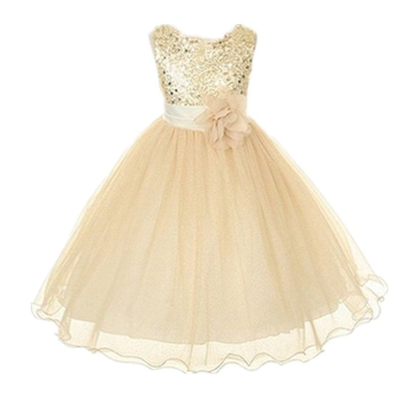 Summer Baby Dresses Girls Sequin Flower Bowknot Birthday Wedding Party Tutu Dress Girl Vestido S1 LE3 - CelebritystyleFashion.com.au online clothing shop australia