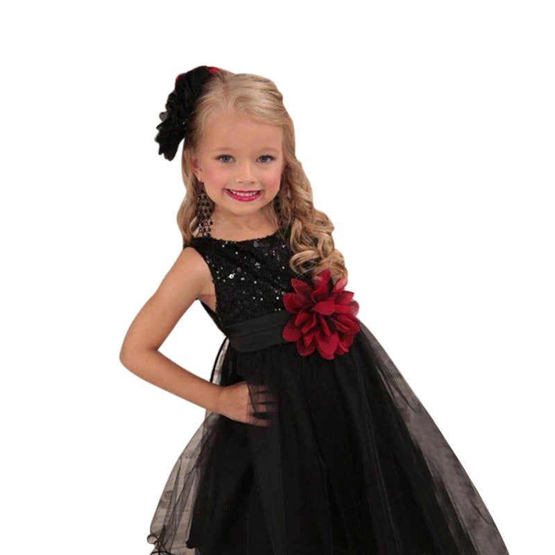 Summer Baby Dresses Girls Sequin Flower Bowknot Birthday Wedding Party Tutu Dress Girl Vestido S1 LE3 - CelebritystyleFashion.com.au online clothing shop australia