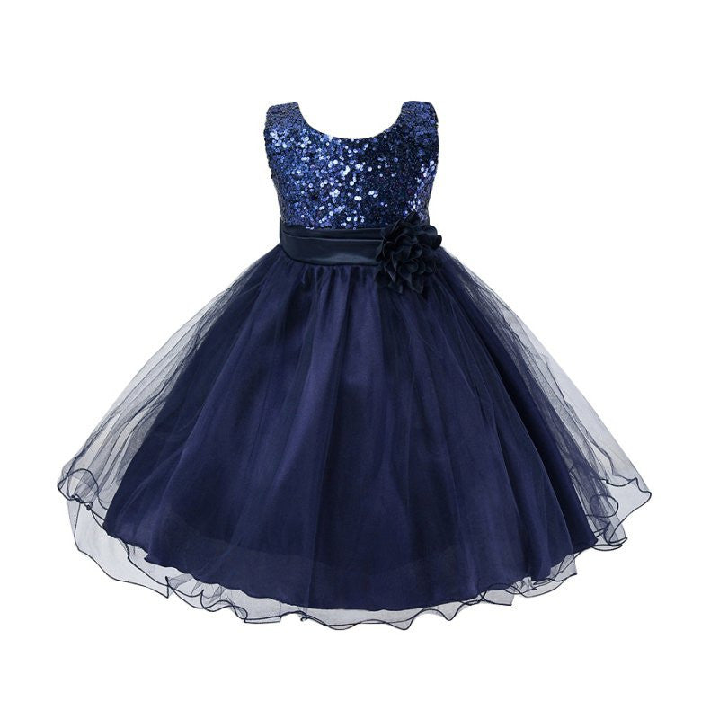 Summer Baby Dresses Girls Sequin Flower Bowknot Birthday Wedding Party Tutu Dress Girl Vestido S1 LE3 - CelebritystyleFashion.com.au online clothing shop australia