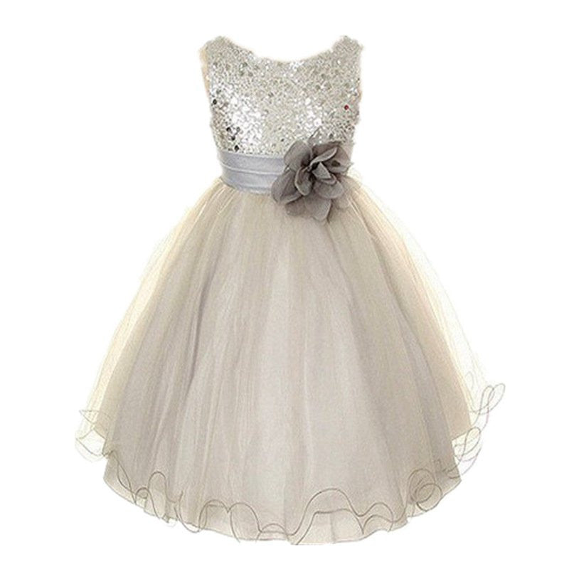 Summer Baby Dresses Girls Sequin Flower Bowknot Birthday Wedding Party Tutu Dress Girl Vestido S1 LE3 - CelebritystyleFashion.com.au online clothing shop australia