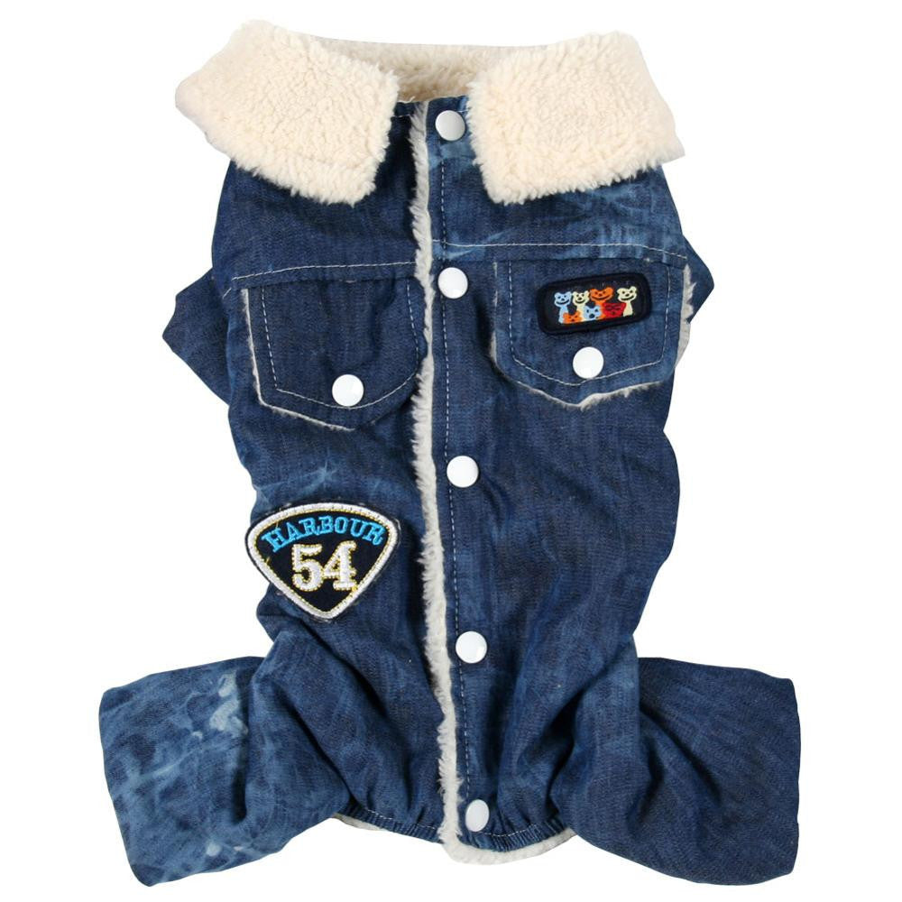 Pet Cat Dog classic Denim jeans Shirt Strap Jeans Coat Vest Jacket Jumpsuit Small Dog Clothes S M L XL-Dollar Bargains Online Shopping Australia