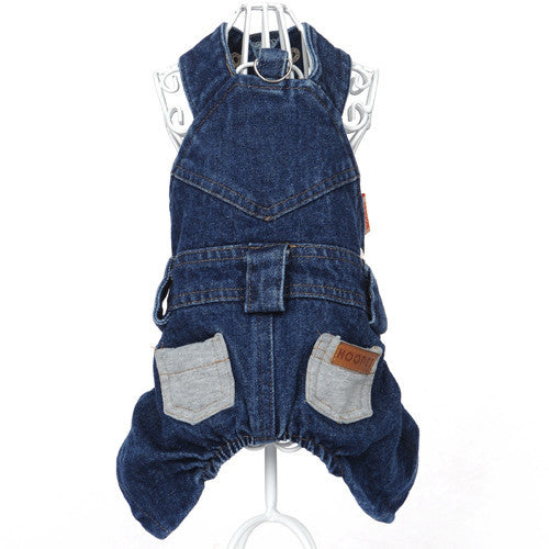 Pet Cat Dog classic Denim jeans Shirt Strap Jeans Coat Vest Jacket Jumpsuit Small Dog Clothes S M L XL-Dollar Bargains Online Shopping Australia