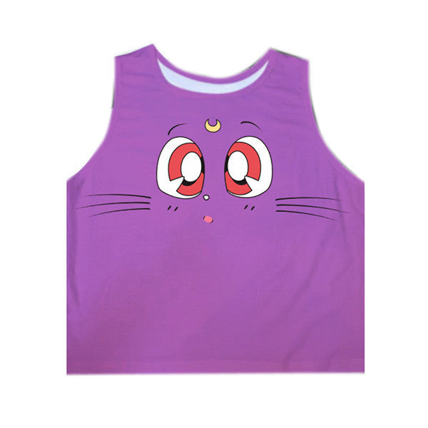 Fashion Women Cartoon Short Halter Top Tank Top Sleeveless Bustier Crop Tops T-Shirt Shirts - CelebritystyleFashion.com.au online clothing shop australia