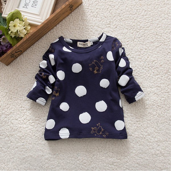 New Cute Kid Girls Clothing Polka Dot Tops T-Shirt Cotton Long Sleeve Tees - CelebritystyleFashion.com.au online clothing shop australia