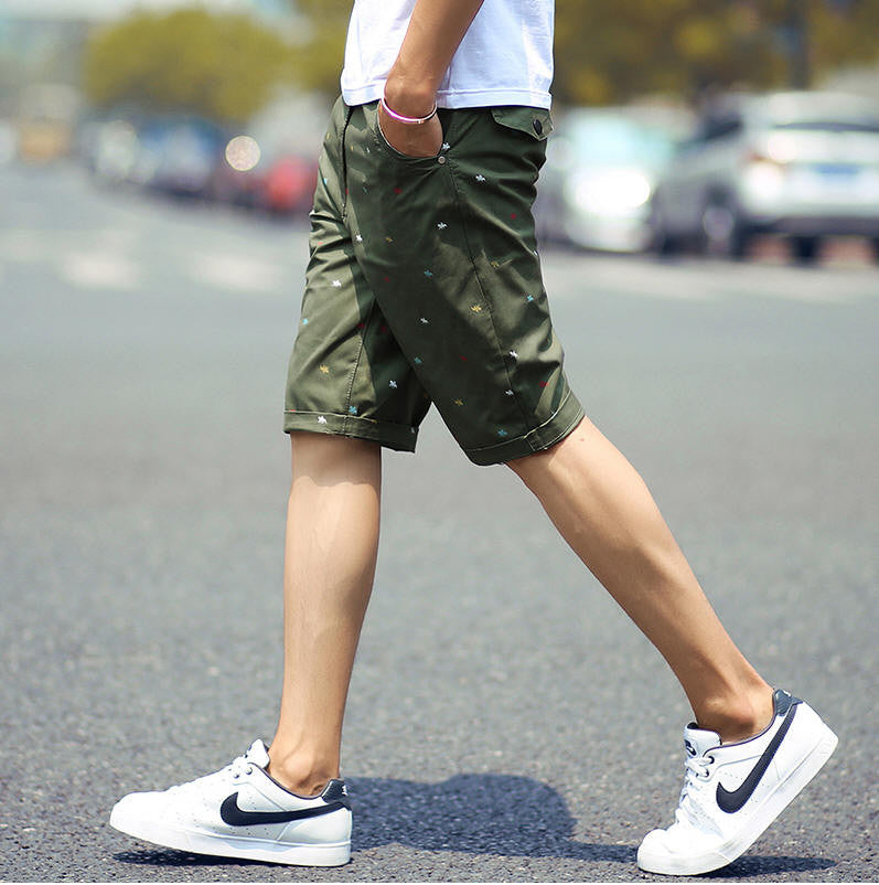 mens shorts print casual Men's shorts fashion cotton shorts homme shorts khaki white green-Dollar Bargains Online Shopping Australia