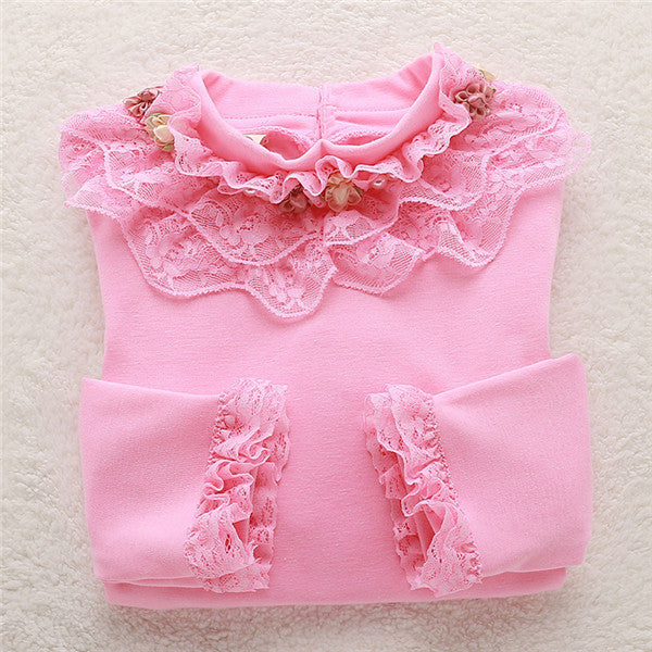 Fashion Children kids girls blouses Baby girls long sleeved school lace white shirts tops&tees TD014 - CelebritystyleFashion.com.au online clothing shop australia
