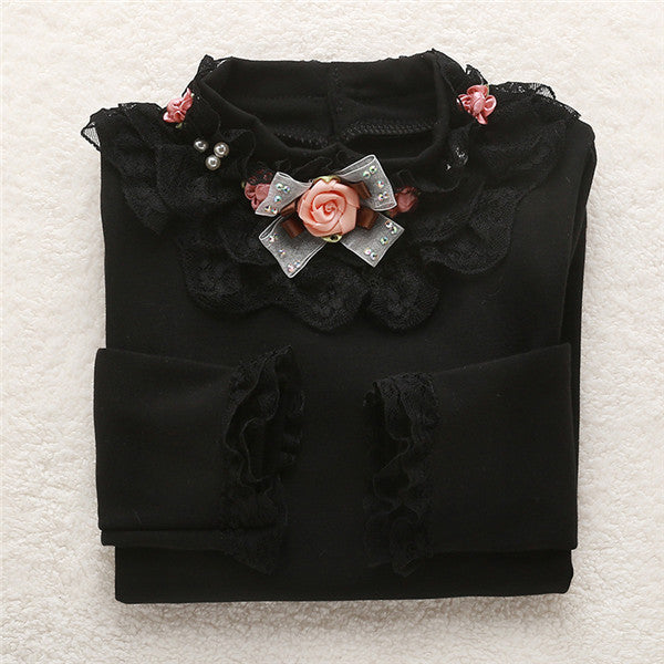 Fashion Children kids girls blouses Baby girls long sleeved school lace white shirts tops&tees TD014 - CelebritystyleFashion.com.au online clothing shop australia