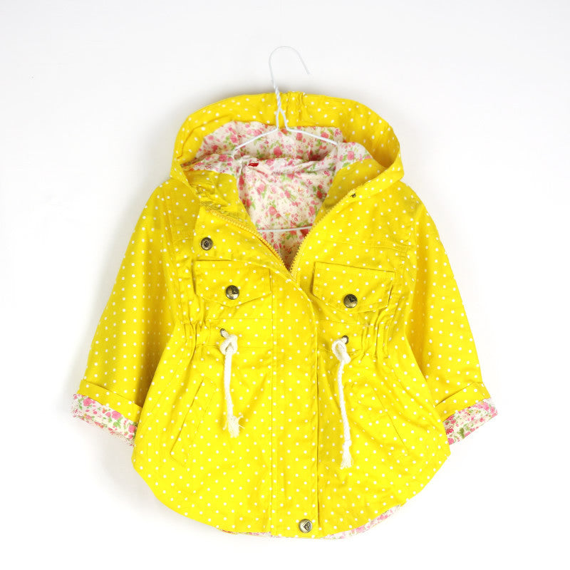Spring Autumn Hooded Kids Jackets Long Sleeve Polka Dot Print Fashion Girls Windbreaker Coat Casual Waist Girls Jackets - CelebritystyleFashion.com.au online clothing shop australia
