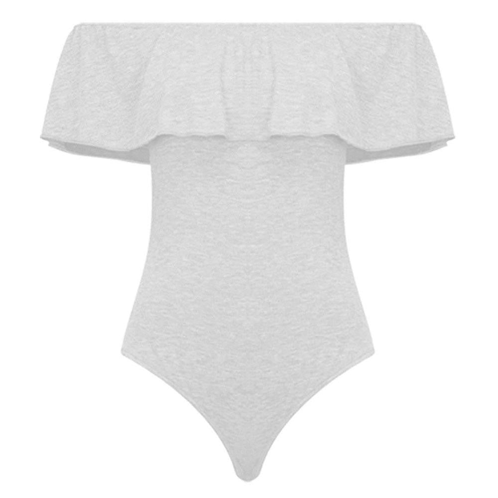 Summer Off Shoulder Backless Rompers Sexy Ruffles Women Bodysuit Crop Tops Blusa Womens Jumpsuit Bodycon Shirts Overalls-Dollar Bargains Online Shopping Australia