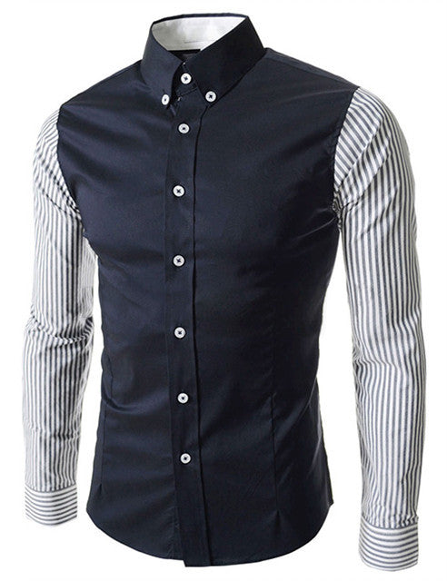 European Size Men's Shirts Fashion Men's shirts Casual Slim Fit striped Long-sleeved Cotton - CelebritystyleFashion.com.au online clothing shop australia