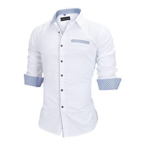 European Size Men's Shirts Fashion Men's shirts Casual Slim Fit striped Long-sleeved Cotton - CelebritystyleFashion.com.au online clothing shop australia