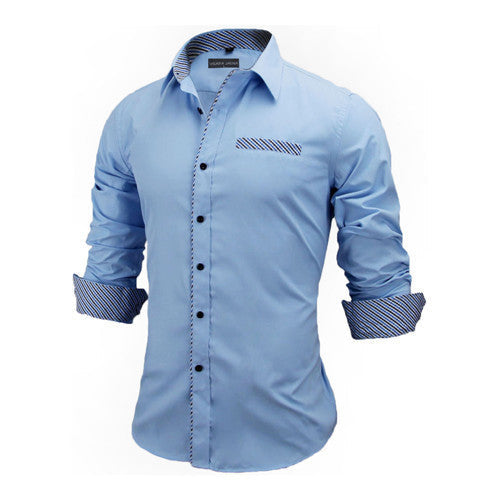 European Size Men's Shirts Fashion Men's shirts Casual Slim Fit striped Long-sleeved Cotton - CelebritystyleFashion.com.au online clothing shop australia