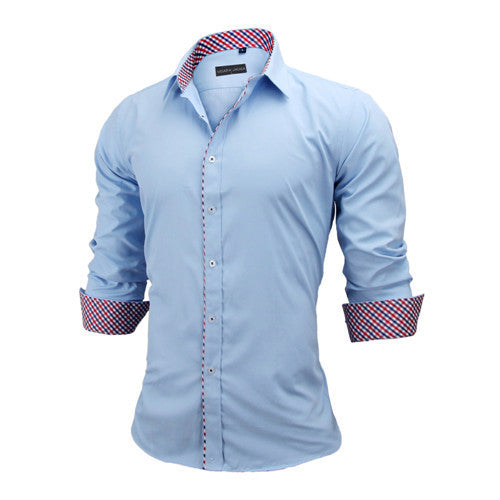 European Size Men's Shirts Fashion Men's shirts Casual Slim Fit striped Long-sleeved Cotton - CelebritystyleFashion.com.au online clothing shop australia