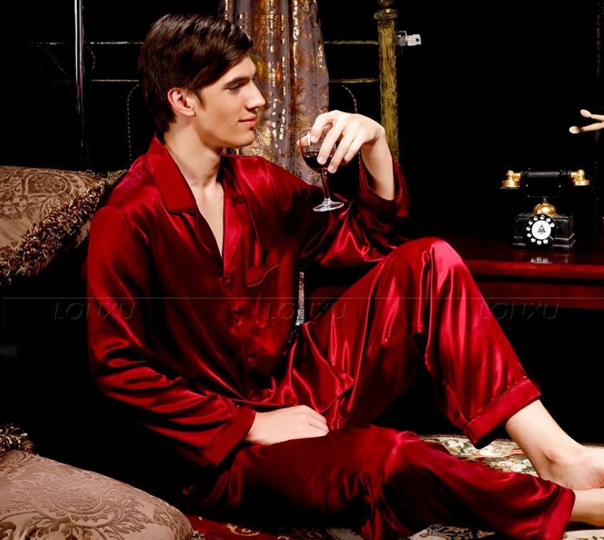 Mens Silk Satin Pajamas Set Pyjamas Set Pjs Sleepwear Loungewear - CelebritystyleFashion.com.au online clothing shop australia