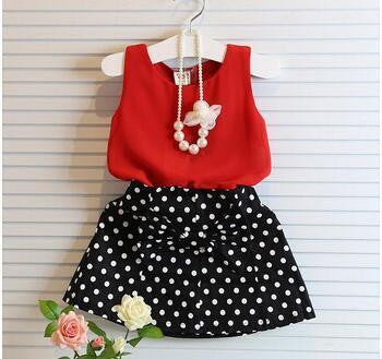 Girls Clothing Sets Pleated Lace Vest Two-piece Children Casual Conjunto Fashion Girls Clothes Suit Skirt 2~14age-Dollar Bargains Online Shopping Australia