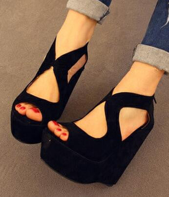 platform high-heeled shoes platform sandals female classic lacing open toe platform wedges shoes women's-Dollar Bargains Online Shopping Australia