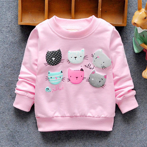 Arrival Baby Girls Sweatshirts Winter Spring Autumn sweater cartoon 6 Cats long sleeve T-shirt Character kids clothes-Dollar Bargains Online Shopping Australia