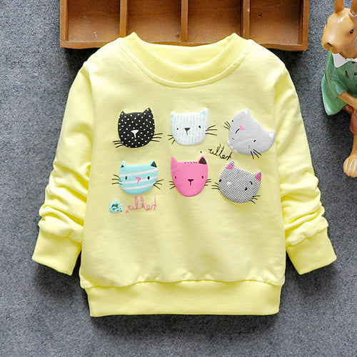 Arrival Baby Girls Sweatshirts Winter Spring Autumn sweater cartoon 6 Cats long sleeve T-shirt Character kids clothes-Dollar Bargains Online Shopping Australia
