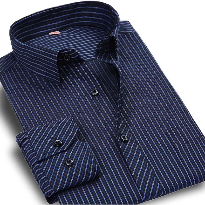 Plus 5XL 6XL Autumn New Men Striped Dress Shirts Formal Fashion Long Sleeve Brand Business Men Casual Shirts Regular Fit - CelebritystyleFashion.com.au online clothing shop australia