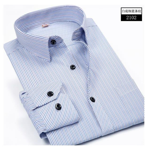 Plus 5XL 6XL Autumn New Men Striped Dress Shirts Formal Fashion Long Sleeve Brand Business Men Casual Shirts Regular Fit - CelebritystyleFashion.com.au online clothing shop australia