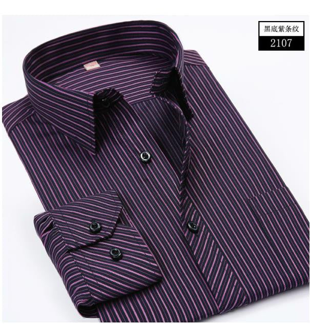 Plus 5XL 6XL Autumn New Men Striped Dress Shirts Formal Fashion Long Sleeve Brand Business Men Casual Shirts Regular Fit - CelebritystyleFashion.com.au online clothing shop australia