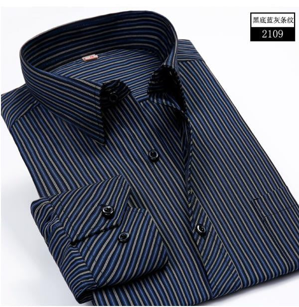 Plus 5XL 6XL Autumn New Men Striped Dress Shirts Formal Fashion Long Sleeve Brand Business Men Casual Shirts Regular Fit - CelebritystyleFashion.com.au online clothing shop australia