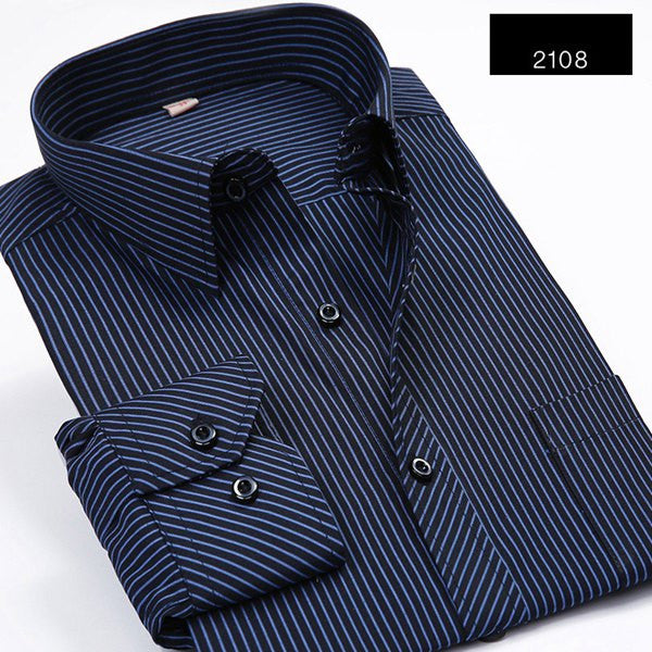 Plus 5XL 6XL Autumn New Men Striped Dress Shirts Formal Fashion Long Sleeve Brand Business Men Casual Shirts Regular Fit - CelebritystyleFashion.com.au online clothing shop australia