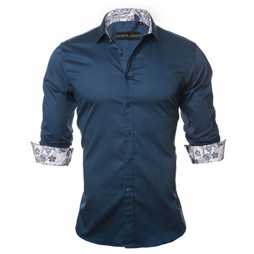 Men's Shirt Dress Fashion Mens Shirts Casual Style Long Sleeve Solid Cotton Slim Fit Dress Male Shirts N780 - CelebritystyleFashion.com.au online clothing shop australia