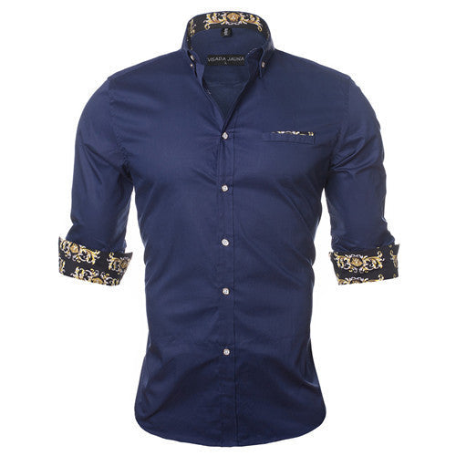 Men's Shirt Dress Fashion Mens Shirts Casual Style Long Sleeve Solid Cotton Slim Fit Dress Male Shirts N780 - CelebritystyleFashion.com.au online clothing shop australia