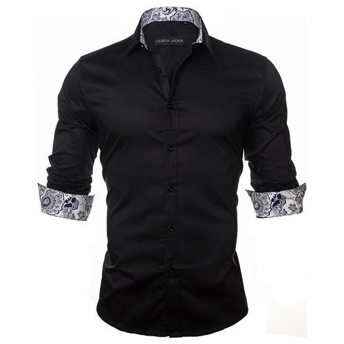 Men's Shirt Dress Fashion Mens Shirts Casual Style Long Sleeve Solid Cotton Slim Fit Dress Male Shirts N780 - CelebritystyleFashion.com.au online clothing shop australia