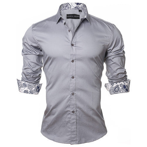 Men's Shirt Dress Fashion Mens Shirts Casual Style Long Sleeve Solid Cotton Slim Fit Dress Male Shirts N780 - CelebritystyleFashion.com.au online clothing shop australia