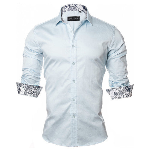 Men's Shirt Dress Fashion Mens Shirts Casual Style Long Sleeve Solid Cotton Slim Fit Dress Male Shirts N780 - CelebritystyleFashion.com.au online clothing shop australia