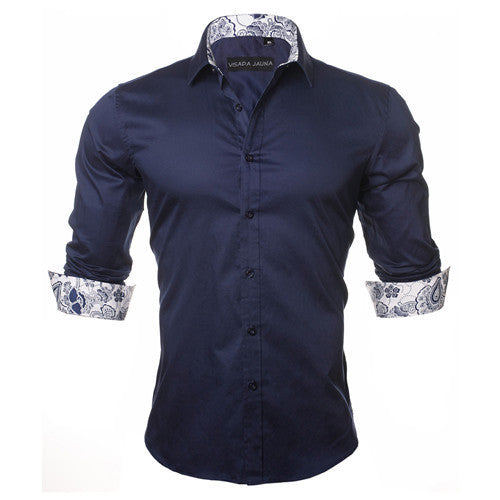 Men's Shirt Dress Fashion Mens Shirts Casual Style Long Sleeve Solid Cotton Slim Fit Dress Male Shirts N780 - CelebritystyleFashion.com.au online clothing shop australia